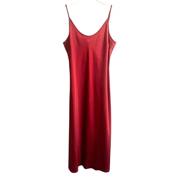 Uniqlo Satin Camisole Midi Dress in Pink Soft Red sz. XL Scoop Neckline - Picture 1 of 6